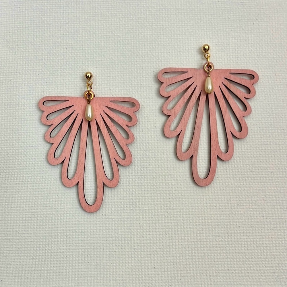 Pink and Gold Winged Earrings
